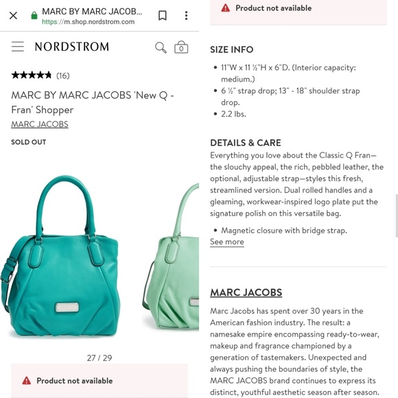 RARE! Marc Jacob's New Q Fran Bag, RARE COLOR - Picture 2 of 8